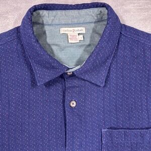 Carbon 2 Cobalt Mens Large Blue Micro Dot Cotton Short Sleeve Button Down Shirt